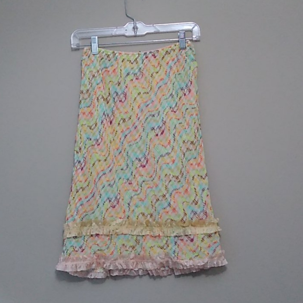 Cynthia Steffe multi midi ruffle skirt size small